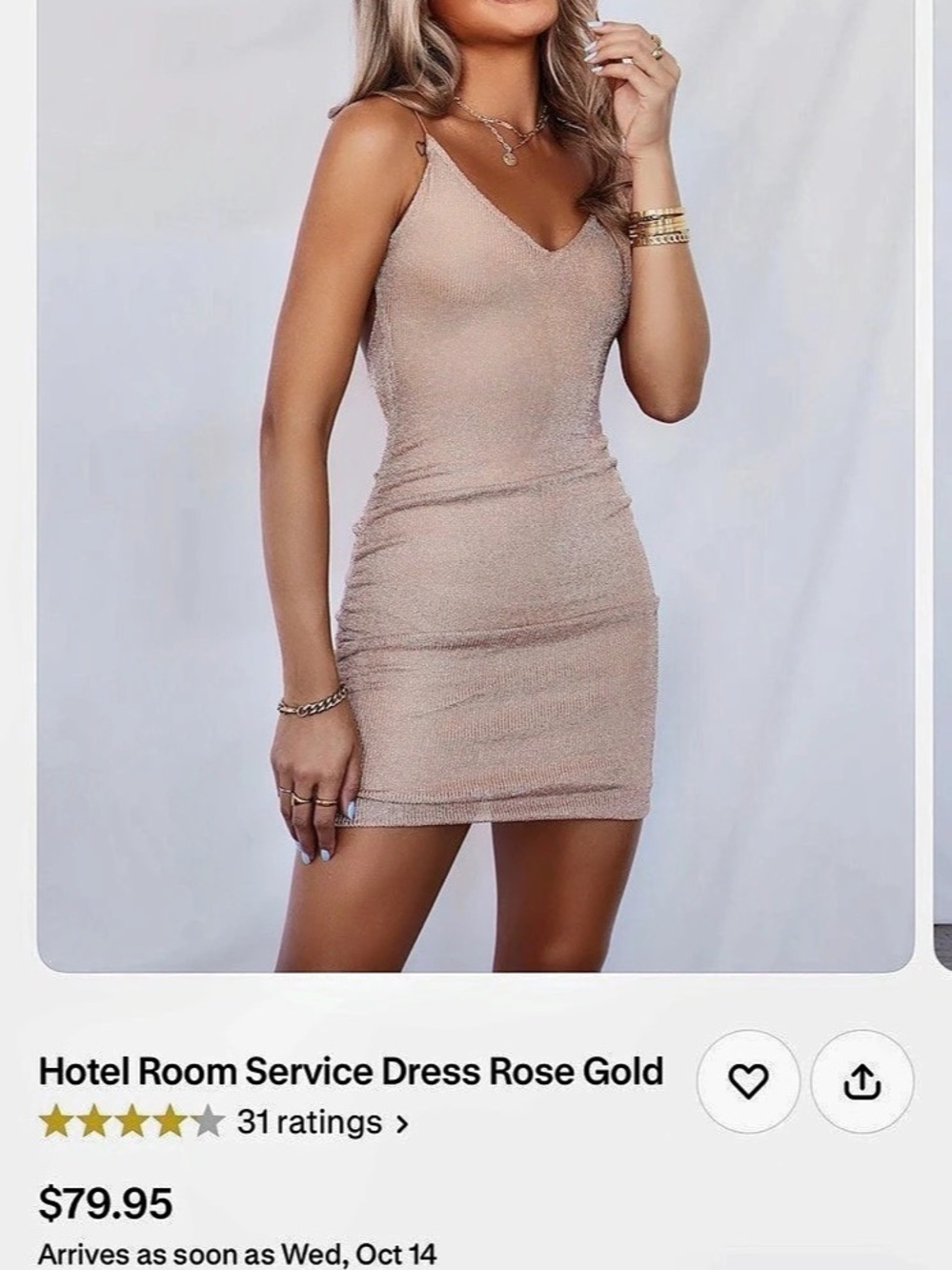 Hello Molly Mini Dress Rose Gold Pink XS